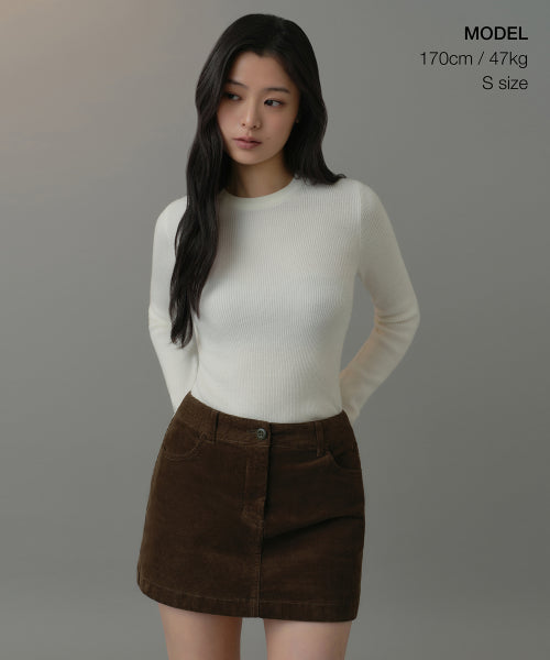 MUSINSA STANDARD WOMAN MUSINSA STANDARD WOMAN Women's Ribbed Slim Crew Neck Knit [Ivory]