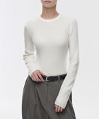 MUSINSA STANDARD WOMAN MUSINSA STANDARD WOMAN Women's Ribbed Slim Crew Neck Knit [Ivory]