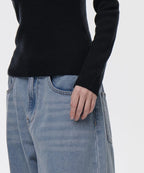 MUSINSA STANDARD WOMAN MUSINSA STANDARD WOMAN Women's Ribbed Slim Crew Neck Knit [Black]