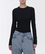 MUSINSA STANDARD WOMAN MUSINSA STANDARD WOMAN Women's Ribbed Slim Crew Neck Knit [Black]