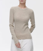 MUSINSA STANDARD WOMAN MUSINSA STANDARD WOMAN Women's Ribbed Slim Crew Neck Knit Light Beige