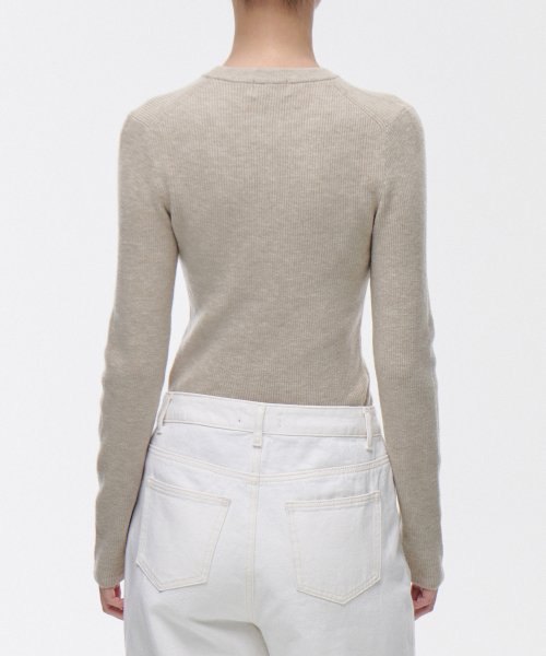 MUSINSA STANDARD WOMAN MUSINSA STANDARD WOMAN Women's Ribbed Slim Crew Neck Knit Light Beige