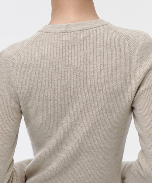 MUSINSA STANDARD WOMAN MUSINSA STANDARD WOMAN Women's Ribbed Slim Crew Neck Knit Light Beige
