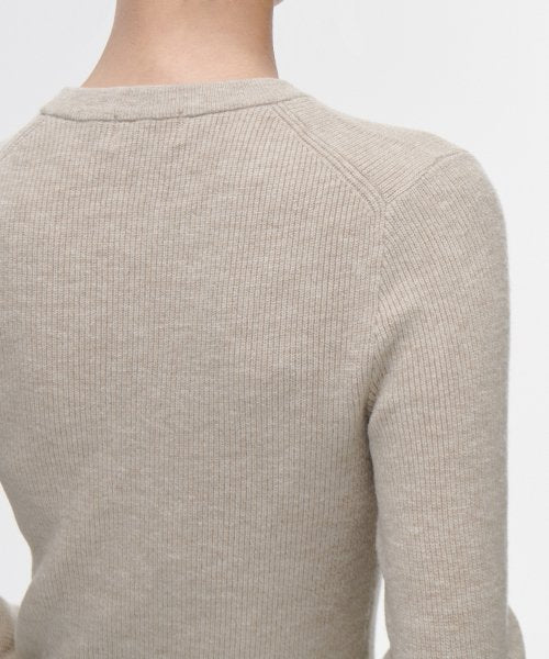 MUSINSA STANDARD WOMAN MUSINSA STANDARD WOMAN Women's Ribbed Slim Crew Neck Knit Light Beige