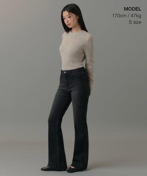 MUSINSA STANDARD WOMAN MUSINSA STANDARD WOMAN Women's Ribbed Slim Crew Neck Knit Light Beige