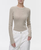 MUSINSA STANDARD WOMAN MUSINSA STANDARD WOMAN Women's Ribbed Slim Crew Neck Knit Light Beige