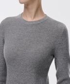 MUSINSA STANDARD WOMAN MUSINSA STANDARD WOMAN Women's Ribbed Slim Crew Neck Knit Medium Gray