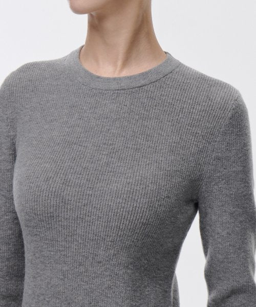MUSINSA STANDARD WOMAN MUSINSA STANDARD WOMAN Women's Ribbed Slim Crew Neck Knit Medium Gray