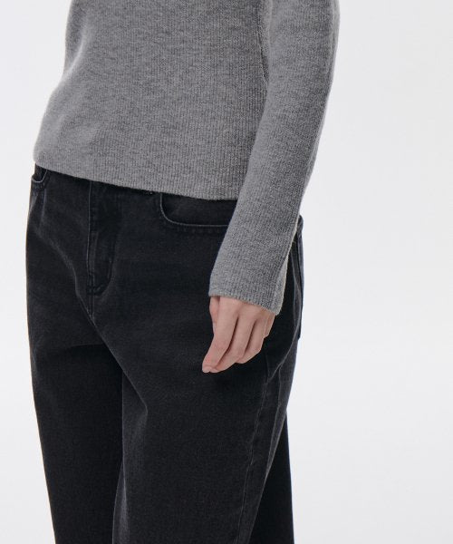 MUSINSA STANDARD WOMAN MUSINSA STANDARD WOMAN Women's Ribbed Slim Crew Neck Knit Medium Gray