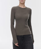 MUSINSA STANDARD WOMAN MUSINSA STANDARD WOMAN Women's Ribbed Slim Crew Neck Knit [Taupe]