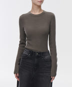 MUSINSA STANDARD WOMAN MUSINSA STANDARD WOMAN Women's Ribbed Slim Crew Neck Knit [Taupe]