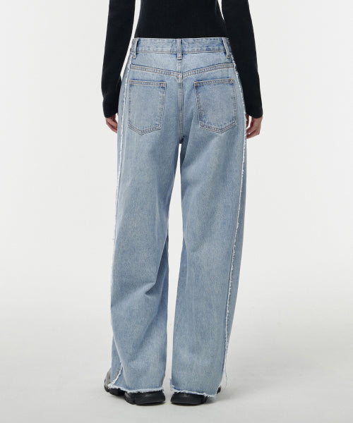 MUSINSA STANDARD WOMAN MUSINSA STANDARD WOMAN Women's Frey Side Wide Denim Pants [Light Indigo]
