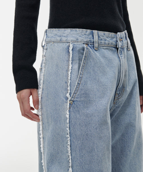MUSINSA STANDARD WOMAN MUSINSA STANDARD WOMAN Women's Frey Side Wide Denim Pants [Light Indigo]