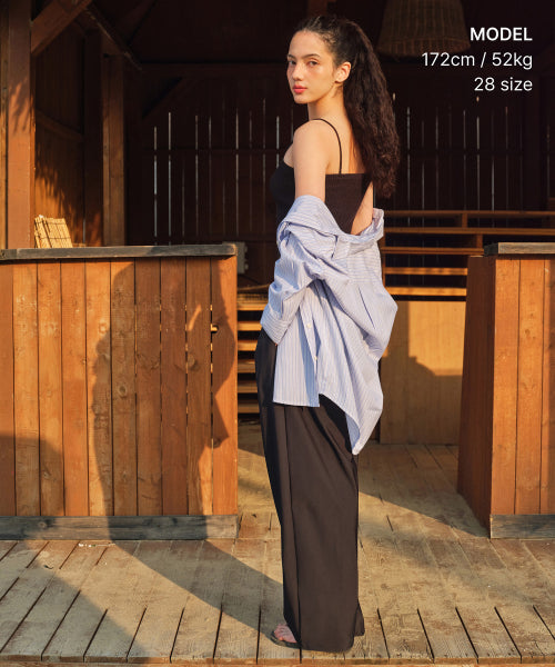 MUSINSA STANDARD WOMAN MUSINSA STANDARD WOMAN Women's Cooling Deep Tuck Wide Banding Pants [Black]