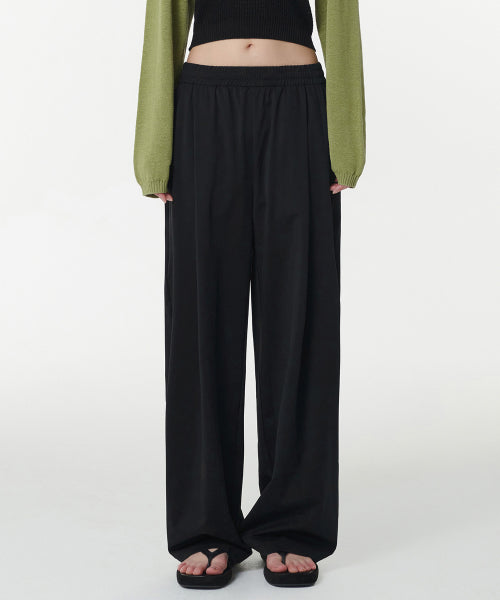 MUSINSA STANDARD WOMAN MUSINSA STANDARD WOMAN Women's Cooling Deep Tuck Wide Banding Pants [Black]