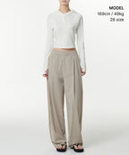 MUSINSA STANDARD WOMAN MUSINSA STANDARD WOMAN Women's Cooling Deep Tuck Wide Banding Pants Greyish Beige