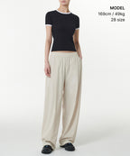 MUSINSA STANDARD WOMAN MUSINSA STANDARD WOMAN Women's Cooling Deep Tuck Wide Banding Pants (Cream)