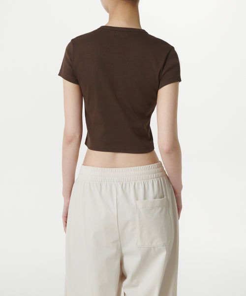 MUSINSA STANDARD WOMAN MUSINSA STANDARD WOMAN Slim Crop Crew Neck T-Shirt (Dark Brown)