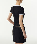 MUSINSA STANDARD WOMAN MUSINSA STANDARD WOMAN Women's Slim Crew Neck Ringer T-Shirt Black/White