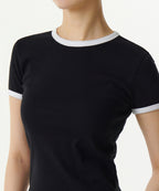 MUSINSA STANDARD WOMAN MUSINSA STANDARD WOMAN Women's Slim Crew Neck Ringer T-Shirt Black/White