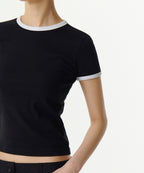 MUSINSA STANDARD WOMAN MUSINSA STANDARD WOMAN Women's Slim Crew Neck Ringer T-Shirt Black/White