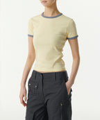 MUSINSA STANDARD WOMAN MUSINSA STANDARD WOMAN T-Shirt Slim Crew Neck [Lemon/Gray] Size M