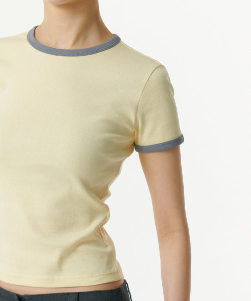 MUSINSA STANDARD WOMAN MUSINSA STANDARD WOMAN T-Shirt Slim Crew Neck [Lemon/Gray] Size M