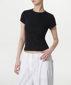 MUSINSA STANDARD WOMAN MUSINSA STANDARD WOMAN T-Shirt Slim Crew Neck [Black]