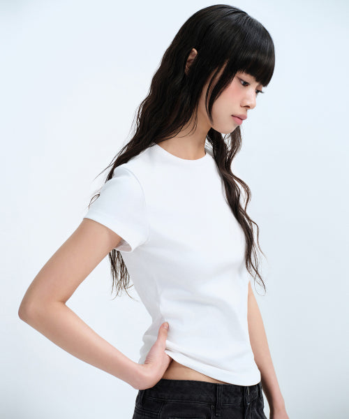 MUSINSA STANDARD WOMAN MUSINSA STANDARD WOMAN Women's Slim Crew Neck T-Shirt (White)