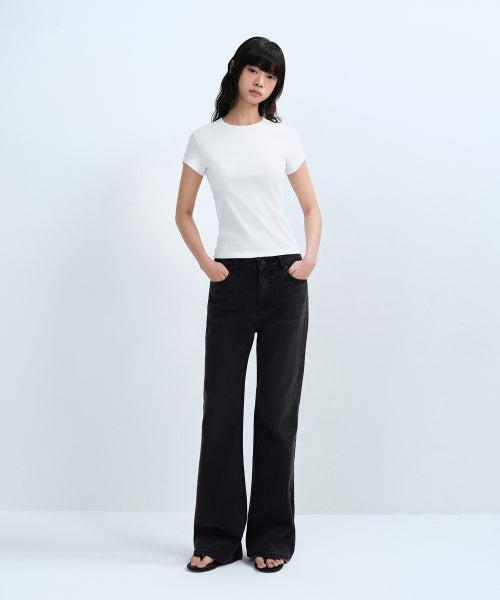 MUSINSA STANDARD WOMAN MUSINSA STANDARD WOMAN Women's Slim Crew Neck T-Shirt (White)
