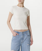 MUSINSA STANDARD WOMAN MUSINSA STANDARD WOMAN T-Shirt Slim Crew Neck (Cream)