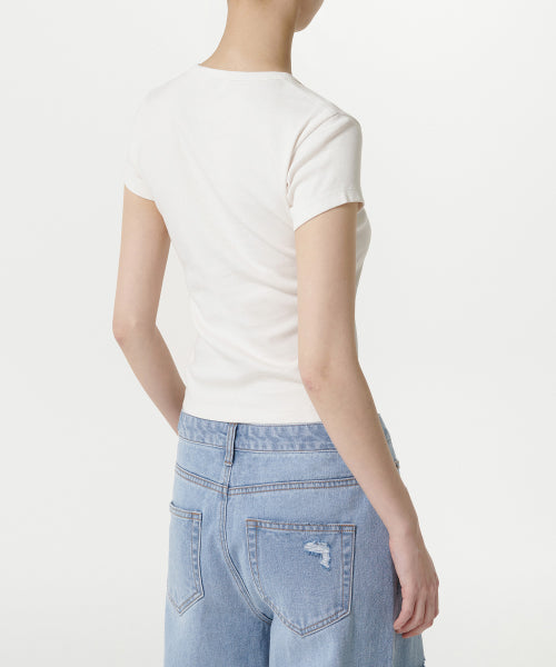 MUSINSA STANDARD WOMAN MUSINSA STANDARD WOMAN T-Shirt Slim Crew Neck (Cream)
