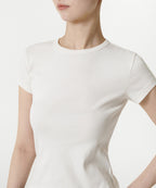 MUSINSA STANDARD WOMAN MUSINSA STANDARD WOMAN T-Shirt Slim Crew Neck (Cream)