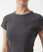 MUSINSA STANDARD WOMAN MUSINSA STANDARD WOMAN Women's Ribbed Pigment Slim T-Shirt Dark Gray