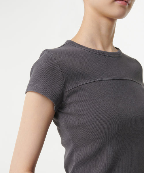MUSINSA STANDARD WOMAN MUSINSA STANDARD WOMAN Women's Ribbed Pigment Slim T-Shirt Dark Gray