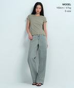 MUSINSA STANDARD WOMAN MUSINSA STANDARD WOMAN Women's Ribbed Pigment Slim T-Shirt Sage