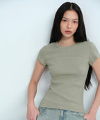 MUSINSA STANDARD WOMAN MUSINSA STANDARD WOMAN Women's Ribbed Pigment Slim T-Shirt Sage