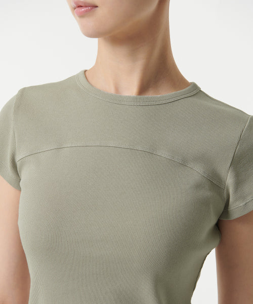 MUSINSA STANDARD WOMAN MUSINSA STANDARD WOMAN Women's Ribbed Pigment Slim T-Shirt Sage
