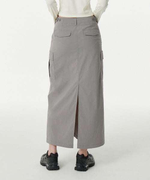 MUSINSA STANDARD WOMAN MUSINSA STANDARD WOMAN Cargo Maxi Skirt (Light Gray)