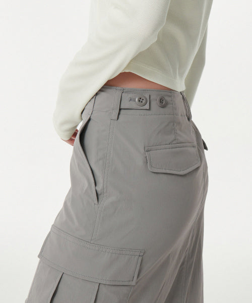 MUSINSA STANDARD WOMAN MUSINSA STANDARD WOMAN Cargo Maxi Skirt (Light Gray)
