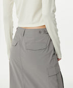 MUSINSA STANDARD WOMAN MUSINSA STANDARD WOMAN Cargo Maxi Skirt (Light Gray)
