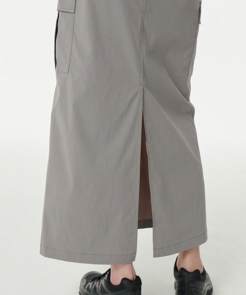 MUSINSA STANDARD WOMAN MUSINSA STANDARD WOMAN Cargo Maxi Skirt (Light Gray)
