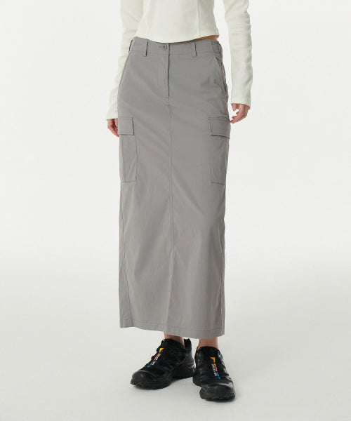 MUSINSA STANDARD WOMAN MUSINSA STANDARD WOMAN Cargo Maxi Skirt (Light Gray)