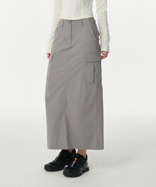 MUSINSA STANDARD WOMAN MUSINSA STANDARD WOMAN Cargo Maxi Skirt (Light Gray)