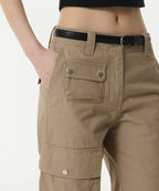 MUSINSA STANDARD WOMAN MUSINSA STANDARD WOMAN Women's Pants Semi Boot Cut Utility Cargo [Beige]