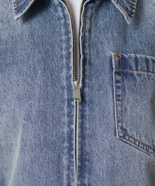 MUSINSA STANDARD WOMAN MUSINSA STANDARD WOMAN Women's relaxed crop denim zip-up jacket (light indigo)