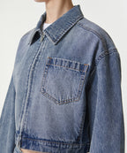 MUSINSA STANDARD WOMAN MUSINSA STANDARD WOMAN Women's relaxed crop denim zip-up jacket (light indigo)