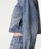 MUSINSA STANDARD WOMAN MUSINSA STANDARD WOMAN Women's relaxed crop denim zip-up jacket (light indigo)