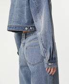 MUSINSA STANDARD WOMAN MUSINSA STANDARD WOMAN Women's relaxed crop denim zip-up jacket (light indigo)