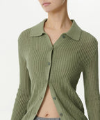 MUSINSA STANDARD WOMAN MUSINSA STANDARD WOMAN Cardigan Slim Collared [Moss]